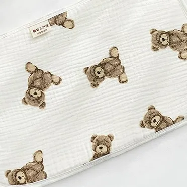 Bear Print Infant Pillow - Soft & Breathable for Newborns Neck Support - Ideal for Restful Sleep