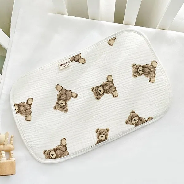 Bear Print Infant Pillow - Soft &amp; Breathable for Newborns Neck Support - Ideal for Restful Sleep