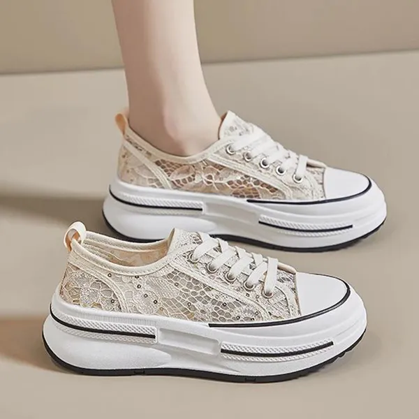 Breathable Lace Platform Sneakers