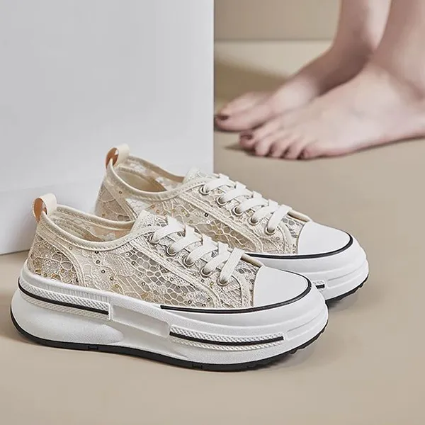 Breathable Lace Platform Sneakers