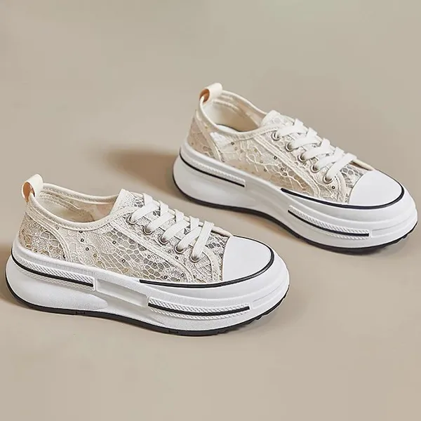Breathable Lace Platform Sneakers