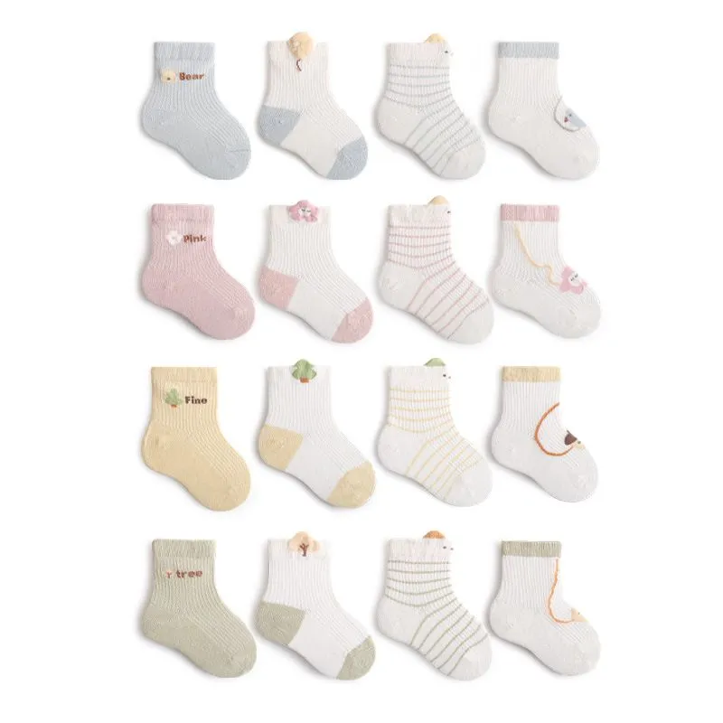 Floral Adventure Ultra Thin Yellow Cotton Blend Kids Socks