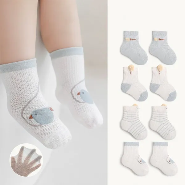 Floral Adventure Ultra Thin Yellow Cotton Blend Kids Socks