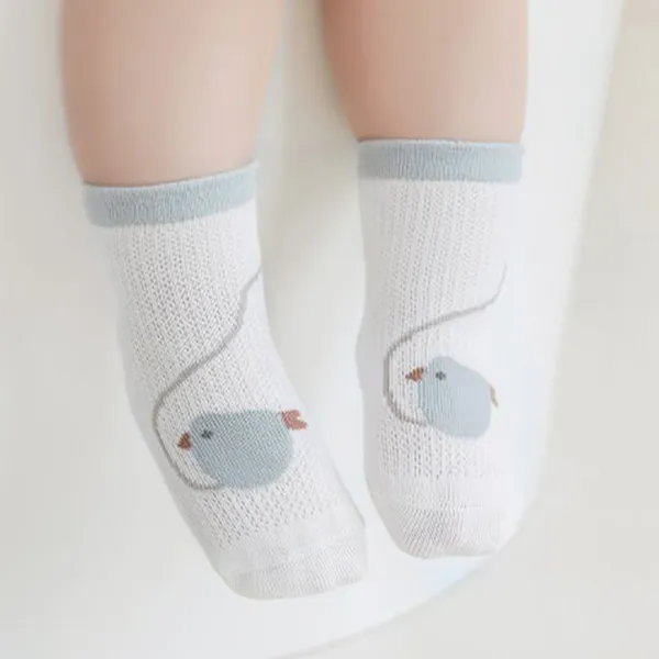 Floral Adventure Ultra Thin Yellow Cotton Blend Kids Socks