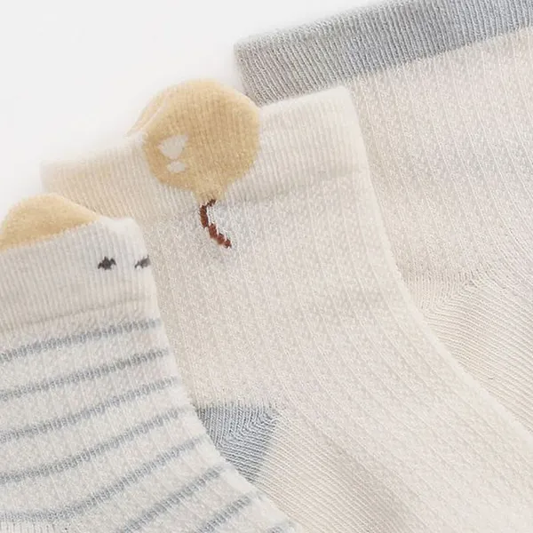 Floral Adventure Ultra Thin Yellow Cotton Blend Kids Socks