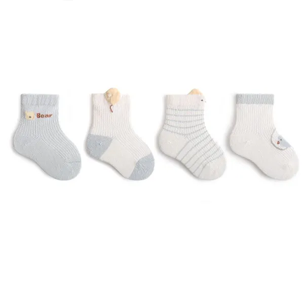 Floral Adventure Ultra Thin Yellow Cotton Blend Kids Socks