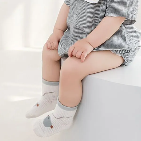 Floral Adventure Ultra Thin Yellow Cotton Blend Kids Socks