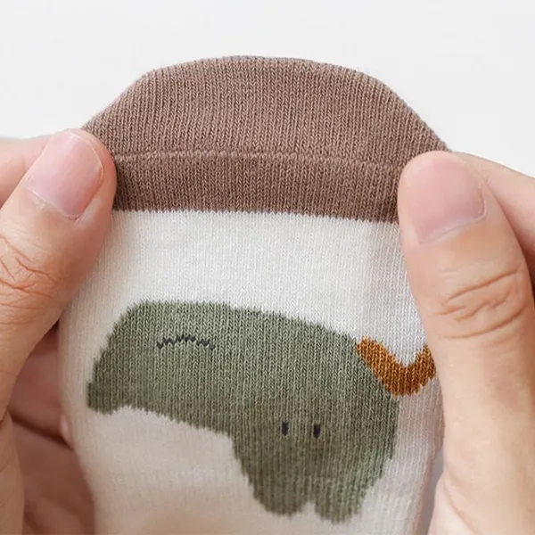Cotton Blend Kids Socks - Breathable & Non-Slip - Cartoon Pattern - Multi Colors