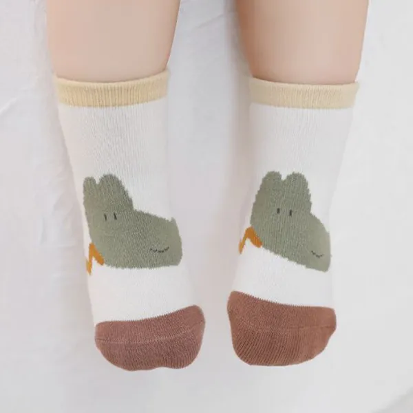 Cotton Blend Kids Socks - Breathable & Non-Slip - Cartoon Pattern - Multi Colors