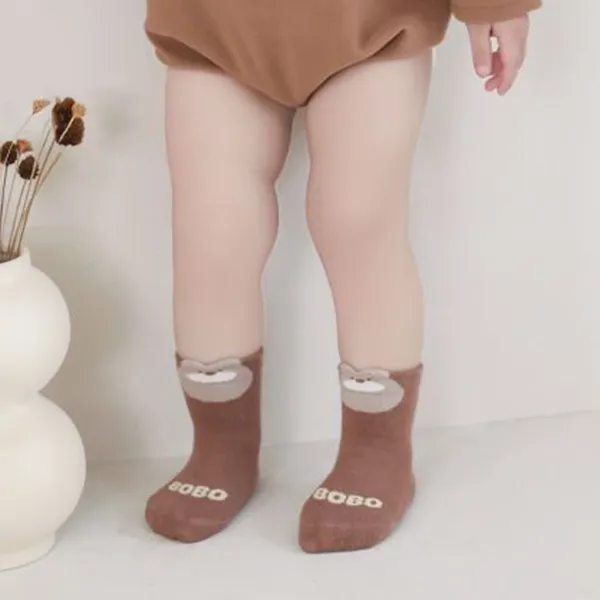 Cotton Blend Kids Socks - Breathable & Non-Slip - Cartoon Pattern - Multi Colors