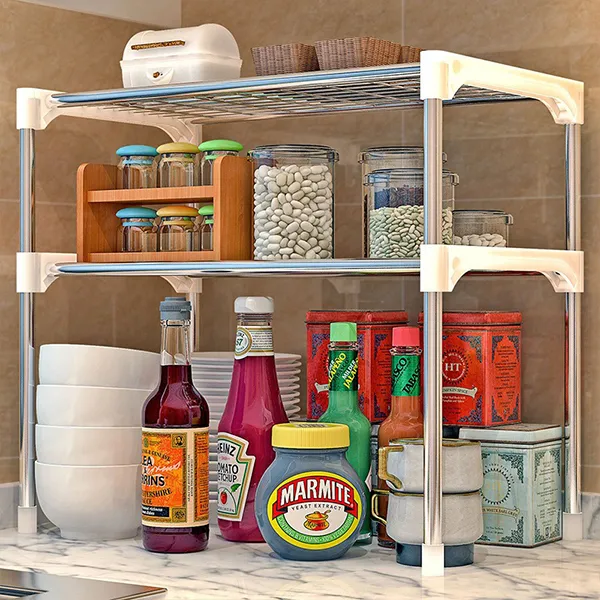 Kitchen rack floor multi-layer storage rack household, microwave oven adjustment sink storage rack