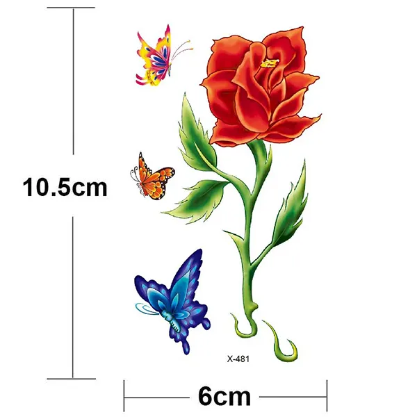 3D Rose Butterfly Tattoo Stickers - Waterproof & Long-Lasting Body Decals for Men Women & Adults