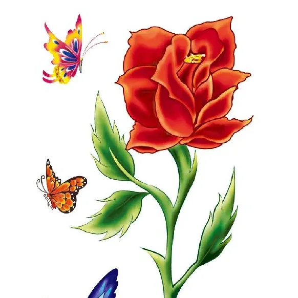3D Rose Butterfly Tattoo Stickers - Waterproof & Long-Lasting Body Decals for Men Women & Adults