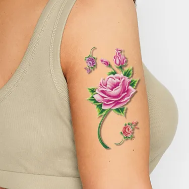 3D Floral Tattoo Stickers - Waterproof & Long-Lasting - Unisex Multicolor Temporary Body Art