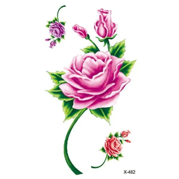 3D Floral Tattoo Stickers - Waterproof & Long-Lasting - Unisex Multicolor Temporary Body Art