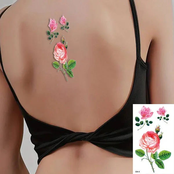 Multicolor 3D Rose Butterfly Temporary Tattoo Stickers Waterproof