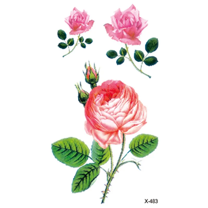 Multicolor 3D Rose Butterfly Temporary Tattoo Stickers Waterproof