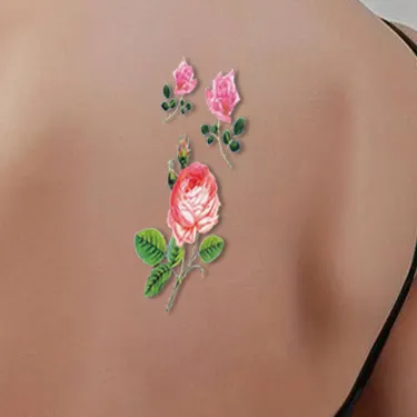 Multicolor 3D Rose Butterfly Temporary Tattoo Stickers Waterproof