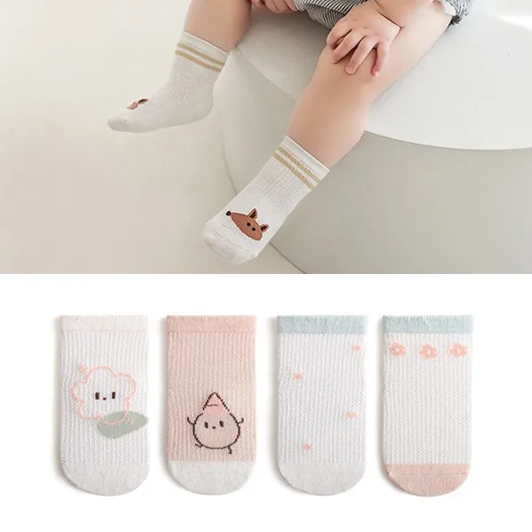 Cartoon Cotton Socks Set for Kids - 4 Pairs