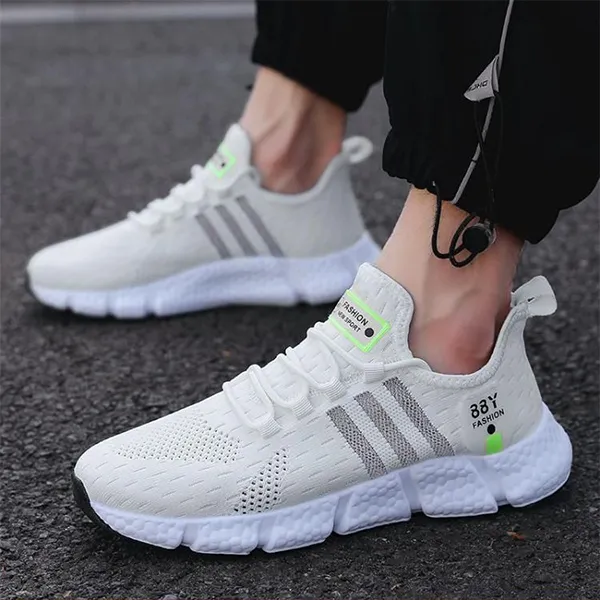 Breathable White Athletic Sneakers