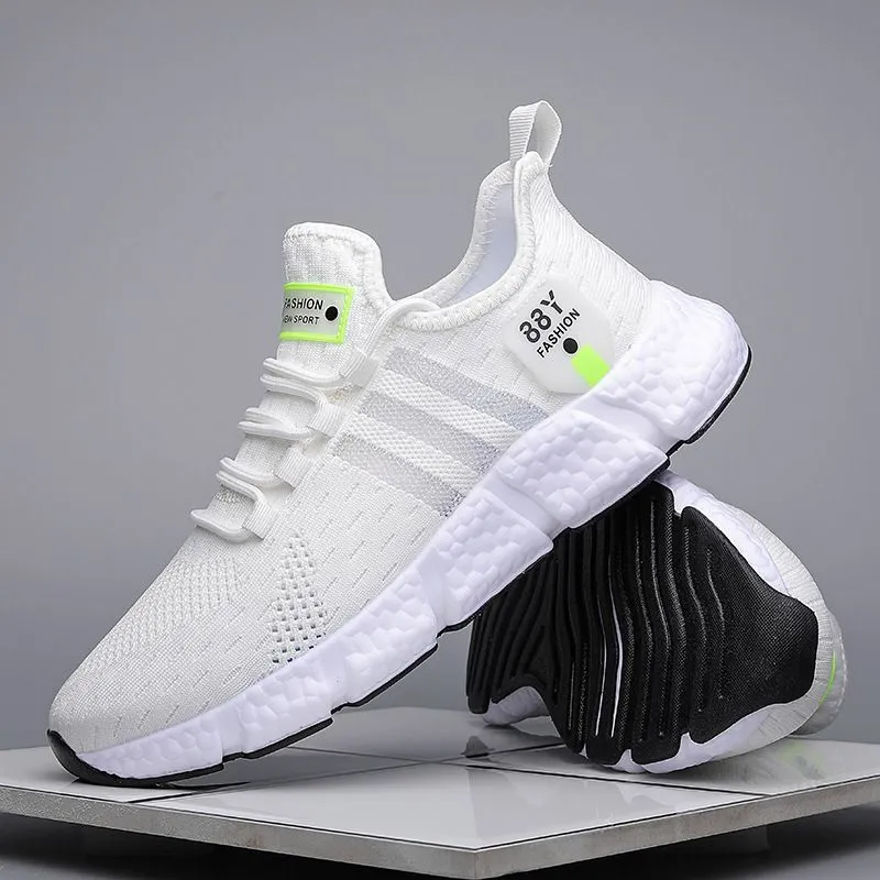 Breathable White Athletic Sneakers