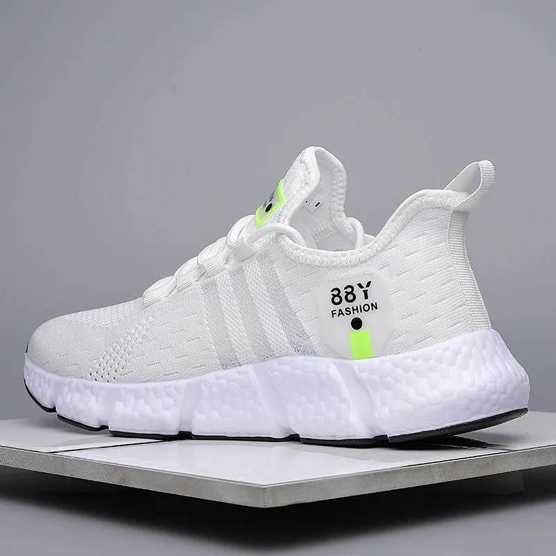 Breathable White Athletic Sneakers