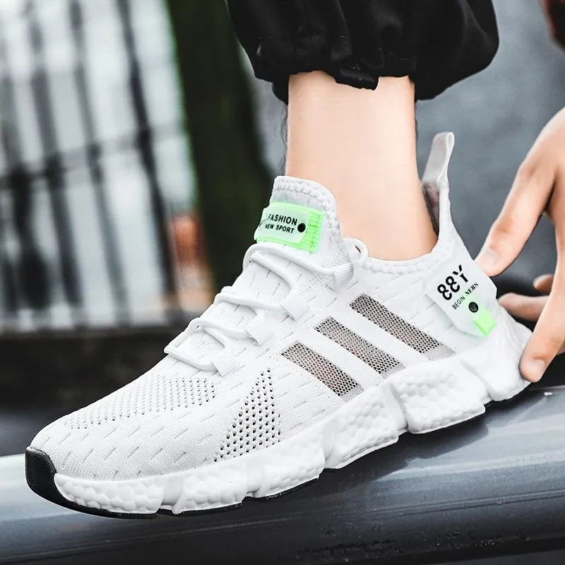 Breathable White Athletic Sneakers