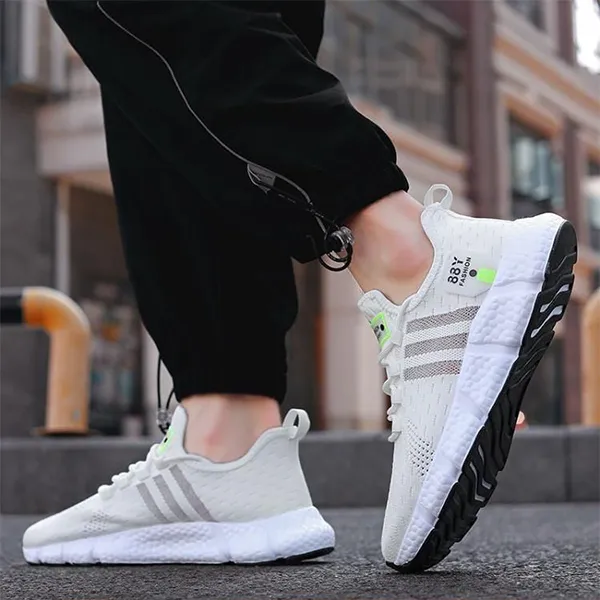 Breathable White Athletic Sneakers