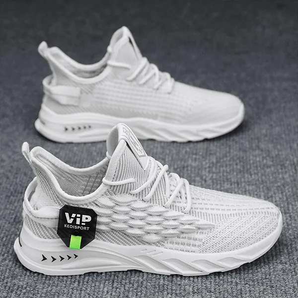 Breathable White Athletic Sneakers