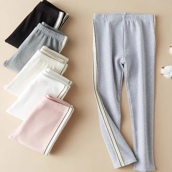 Sporty Striped Cotton Trousers - Trendy Girls Bottoms