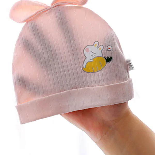 Cartoon Print Beanie Set - Soft Cotton - 0-6 Months