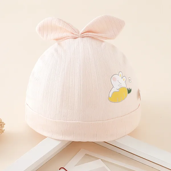 Cartoon Print Beanie Set - Soft Cotton - 0-6 Months