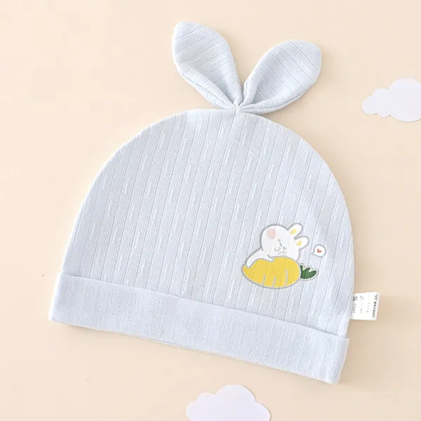 Cartoon Print Beanie Set - Soft Cotton - 0-6 Months