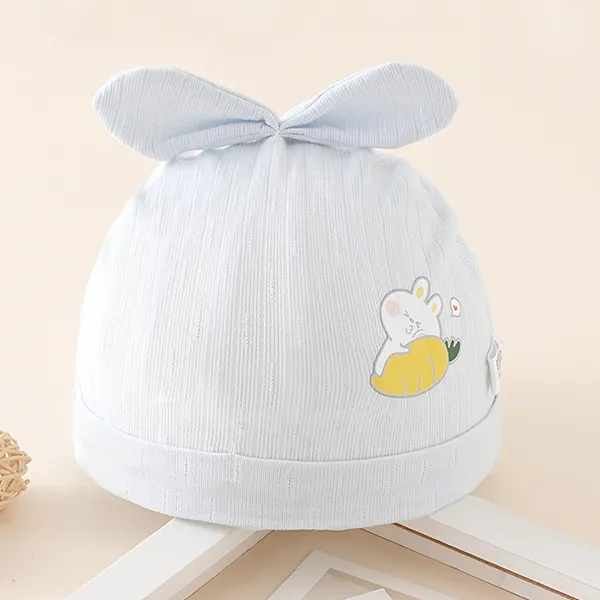 Cartoon Print Beanie Set - Soft Cotton - 0-6 Months