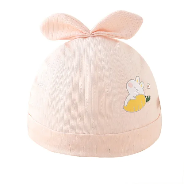 Cartoon Print Beanie Set - Soft Cotton - 0-6 Months