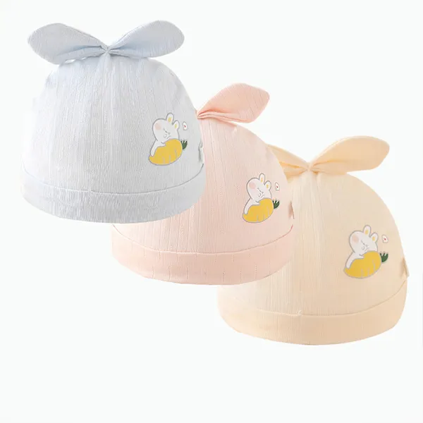 Cartoon Print Beanie Set - Soft Cotton - 0-6 Months