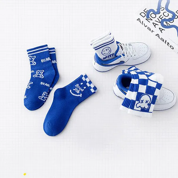 Cotton Socks Set - Fun Fashion for Kids - 4 Pairs Trendy Designs Ages 1-12