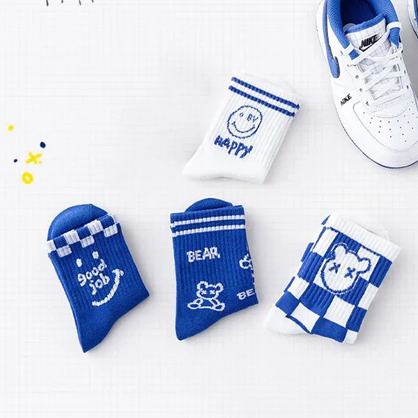 Cotton Socks Set - Fun Fashion for Kids - 4 Pairs Trendy Designs Ages 1-12