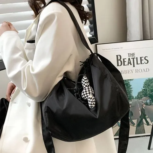 Casual Everyday Tote Bag with Checkered Charm