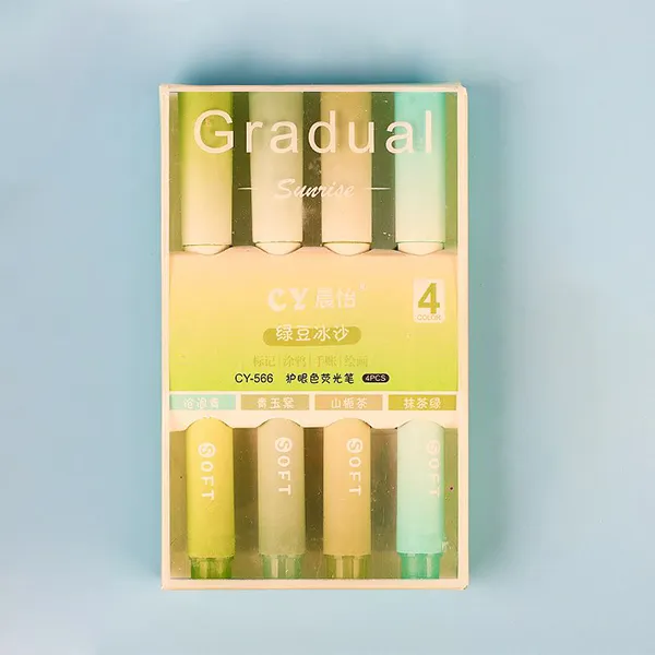 Gradual Sunrise Pastel Highlighter 4 Pieces Set for School/Office