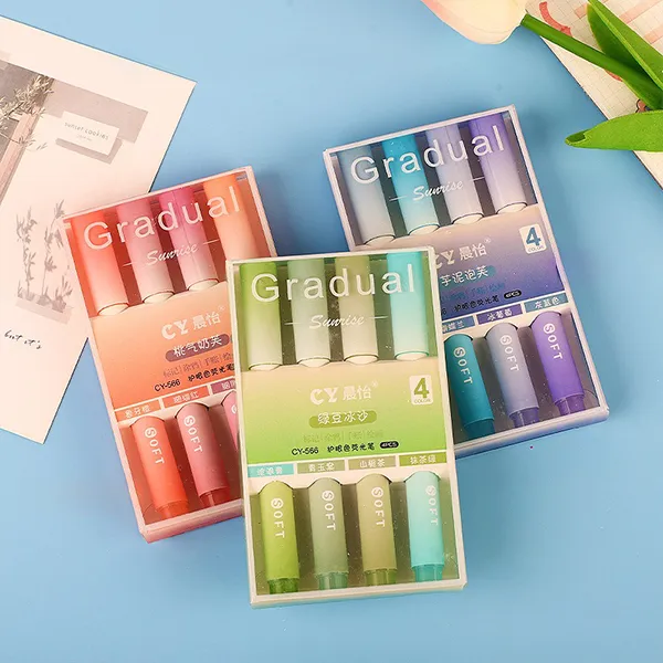 Gradual Sunrise Pastel Highlighter 4 Pieces Set for School/Office