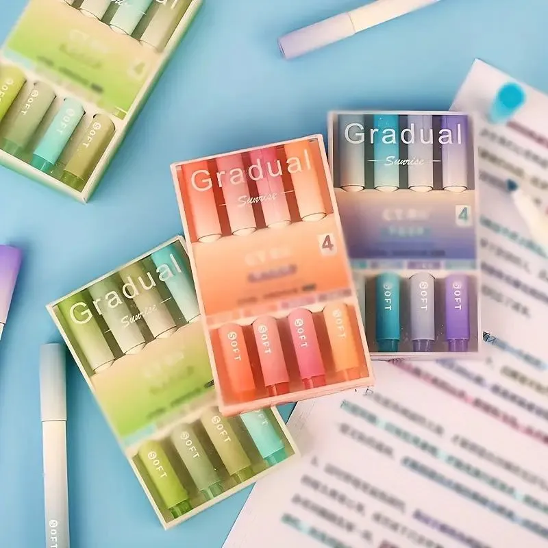 Gradual Sunrise Pastel Highlighter 4 Pieces Set for School/Office