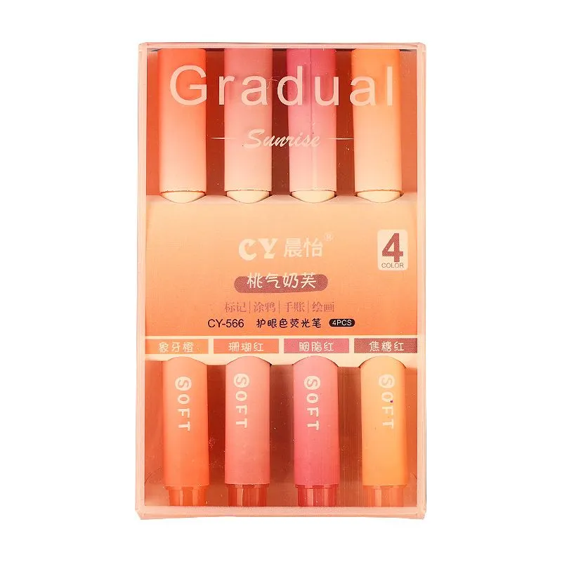 Gradual Sunrise Pastel Highlighter 4 Pieces Set for School/Office