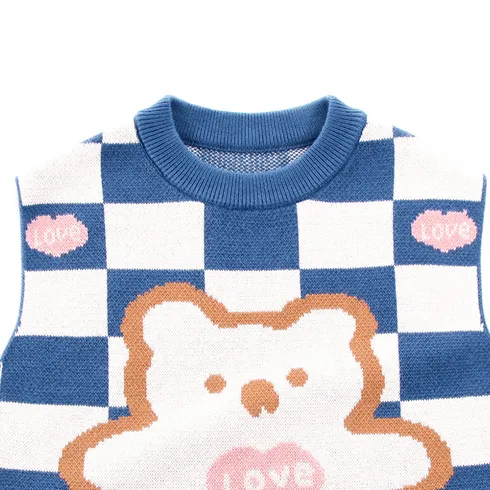 Plaid Kids Cartoon Vest Unisex Casual Top