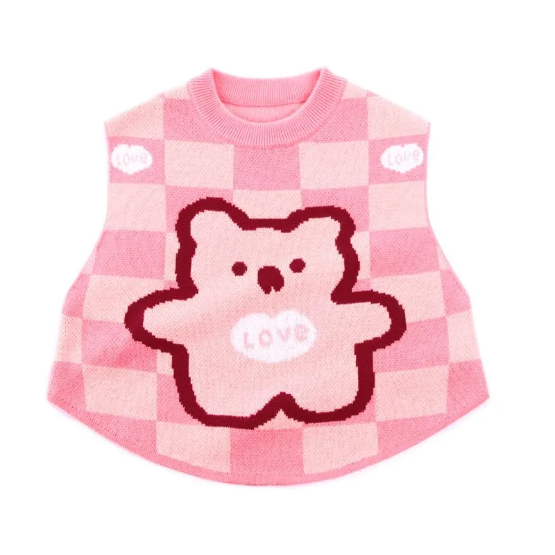 Plaid Kids Cartoon Vest Unisex Casual Top