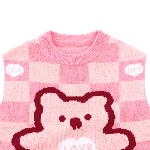 Plaid Kids Cartoon Vest Unisex Casual Top