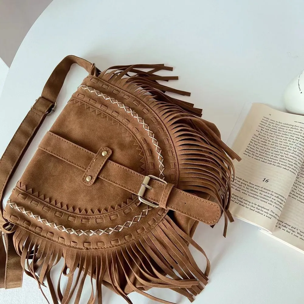 Stylish Fringe Suede Crossbody Bag