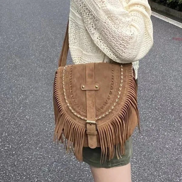 Stylish Fringe Suede Crossbody Bag