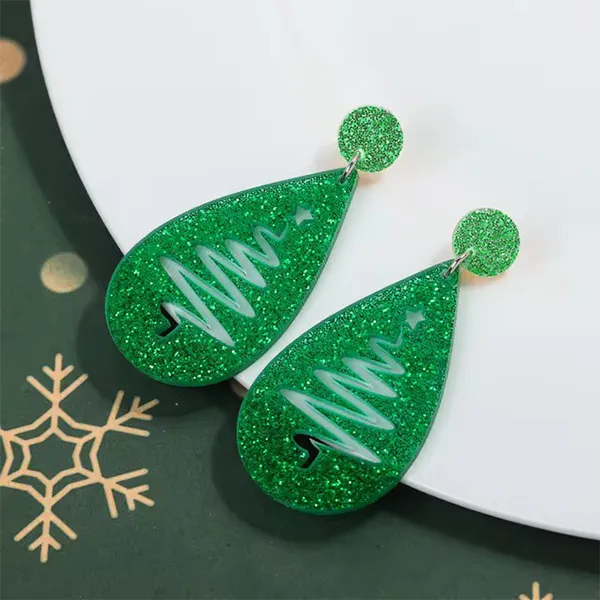 Glitter Christmas Tree Earrings