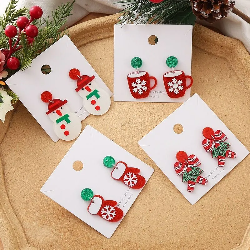 Christmas Beaded Dangle Earrings Festive Floral Design